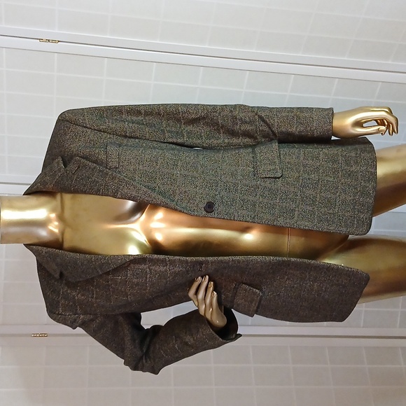 Armani Collezioni Cashmere Houndstooth Brown Women's Blazer - Picture 2 of 8